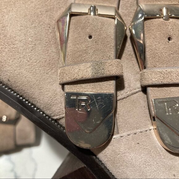 TARYN ROSE Sz 9.5B Samantha Light Taupe Beige Western Style  Booties - Picture 4 of 10